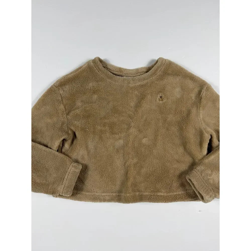 Gap Kids Cozy Plush Sleep Top Tan Girls Size 6 Soft Fleece Pajama Shirt